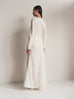 Lace Long Sleeve Draped Gown with Buttons