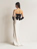 Bustier Gown in Ecru with Black Bows