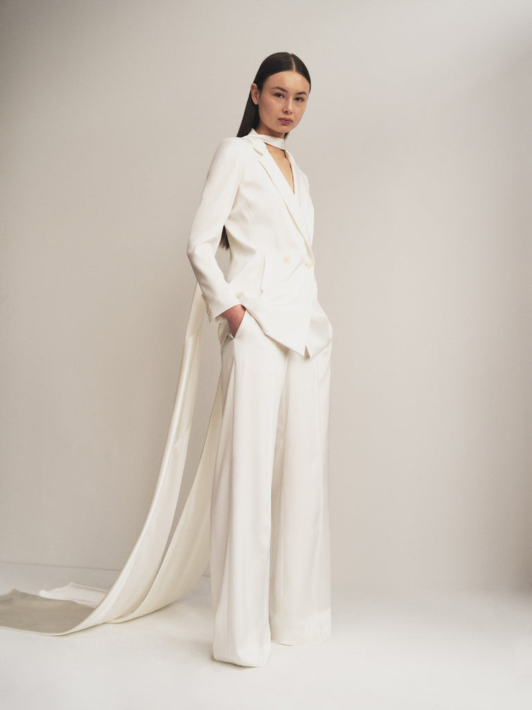 Classic Wide Leg Pant in Ecru