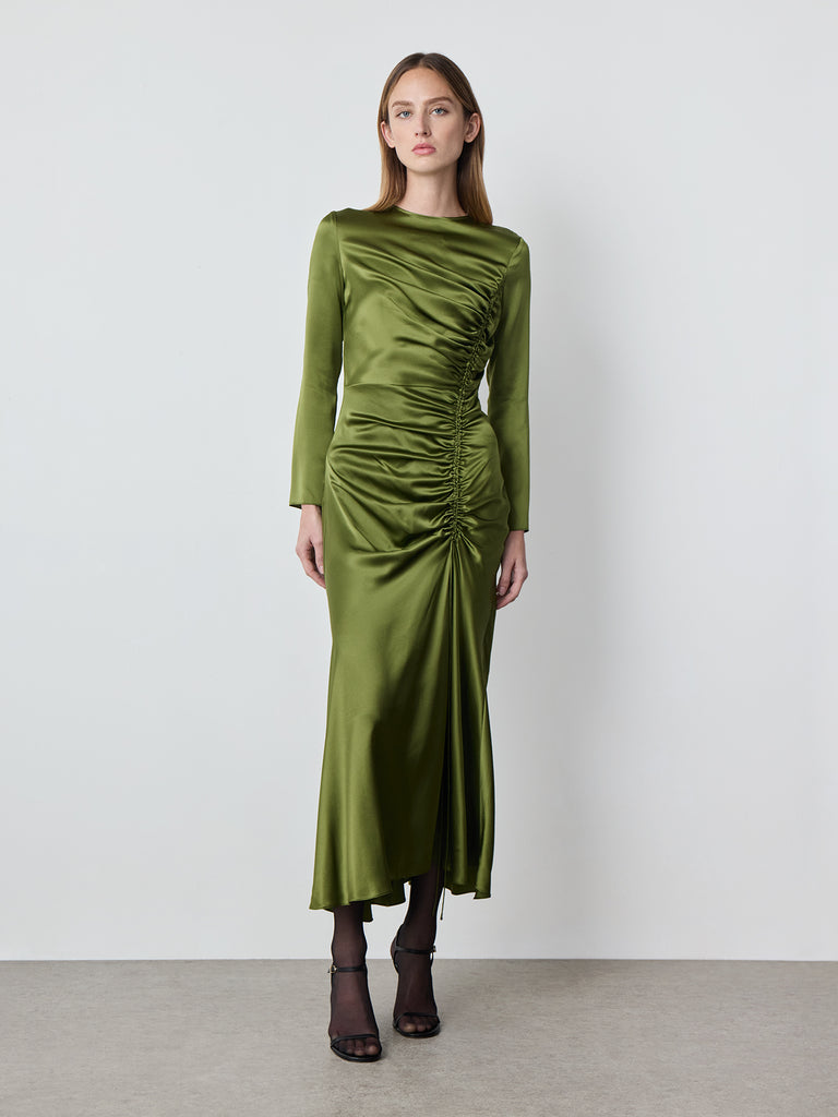 Alejandra Alonso Rojas Long Sleeve Alina Ruched Dress in Green 8 Alejandra Alonso Rojas Long Sleeve Alina Ruched Dress in Green 8