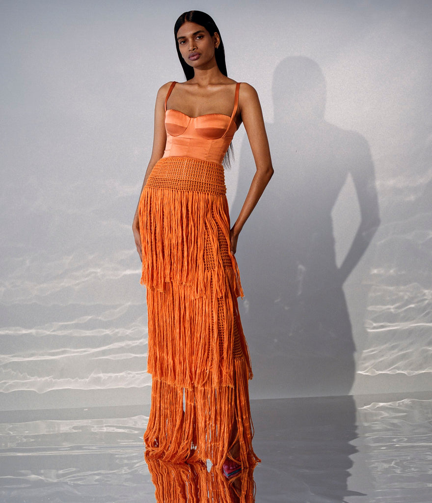 Alejandra Alonso Rojas Bustier Dress With Crochet Fringe 6