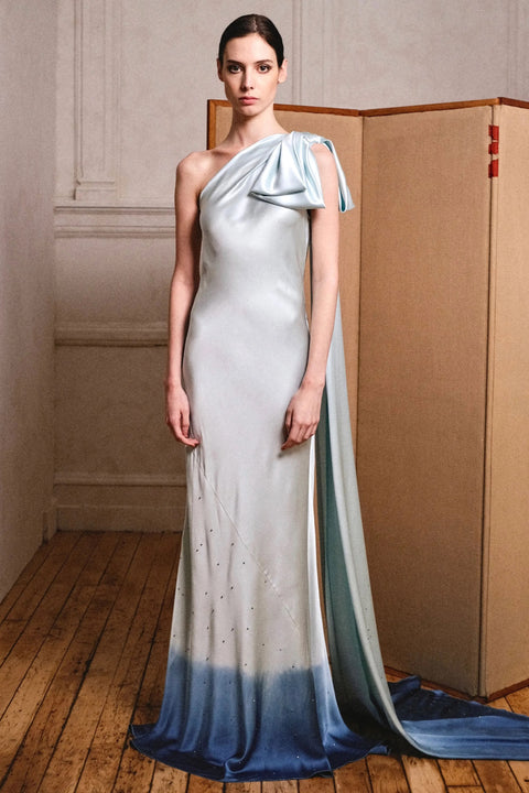 One Shoulder Dip Dye Gown