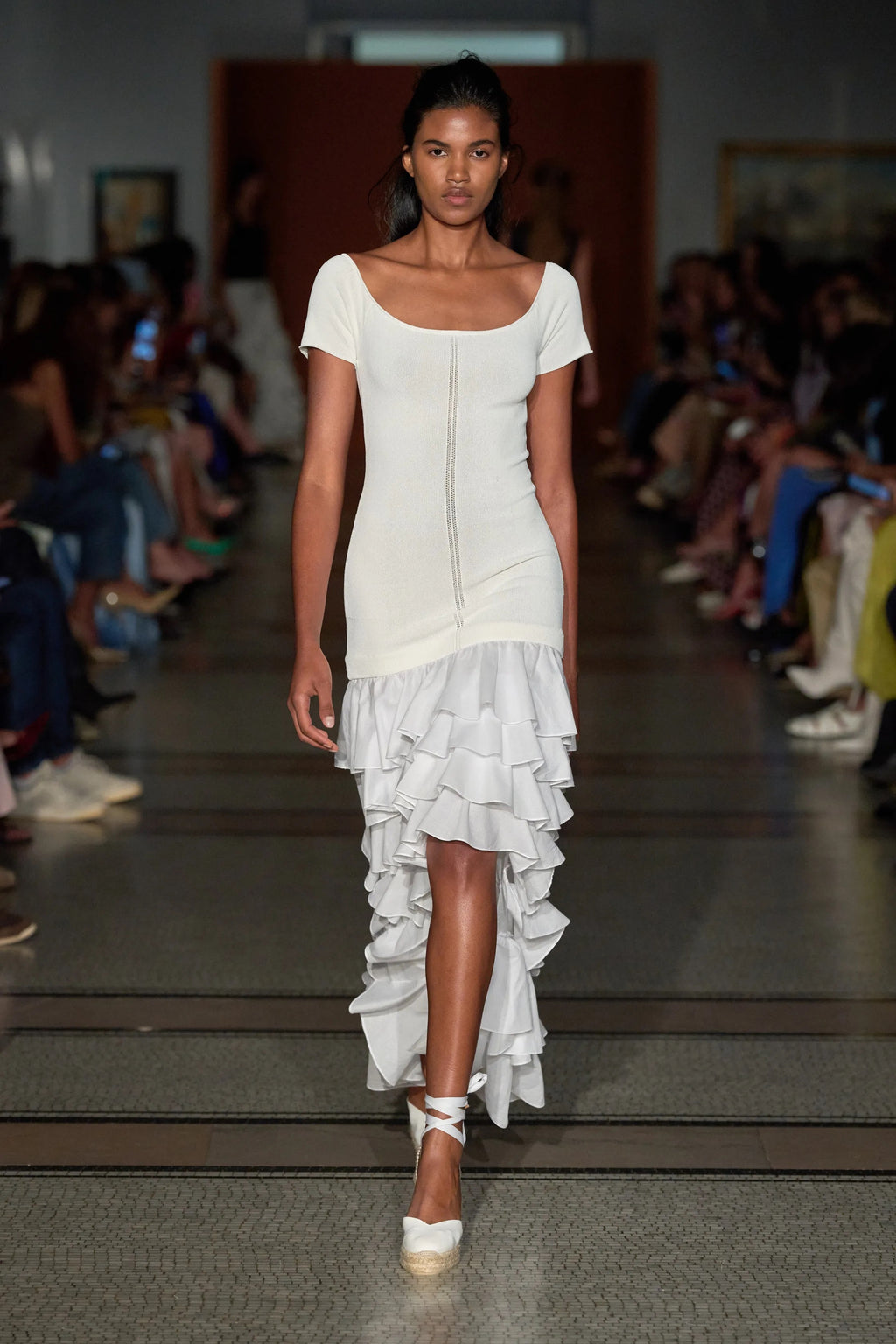 Alejandra Alonso Rojas Knit Cotton Ruffle Dress L Alejandra Alonso Rojas Knit Cotton Ruffle Dress L