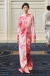 Mockneck Silk Draped Gown in Red Ice Dye