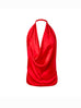 Draped Silk Halter Blouse in Red