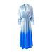 Silk Wrap Dress in Blue Degrade