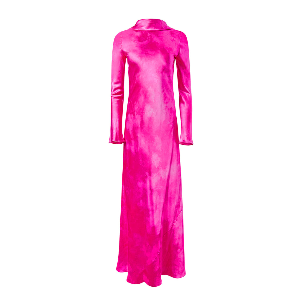 satin long sleeve cowl back maxi dress Women's PLT Label Oyster Satin Cowl Back Maxi Dress