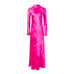 Cowl Back Silk Gown in Fuchsia Shibori