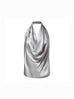 Draped Silk Halter Blouse in Silver