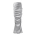 Draped Silk Maxi Skirt in Silver