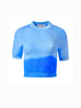 Short Sleeve Cashmere Knit Sweater in Blue Degrade