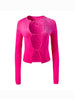 Tie Front Cashmere Cardigan in Fuchsia Degrade