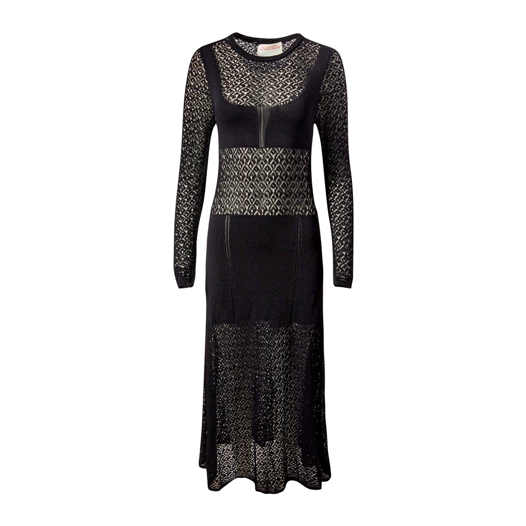 Lace Stitch Knit Dress in Black Alejandra Alonso Rojas Lace Stitch Knit Dress in Black Alejandra Alonso Rojas