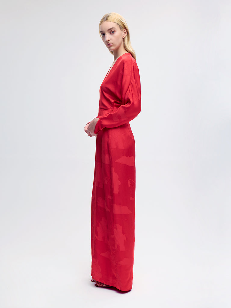 strapless open back dress Alejandra Alonso Rojas Drape-Sleeve Gown