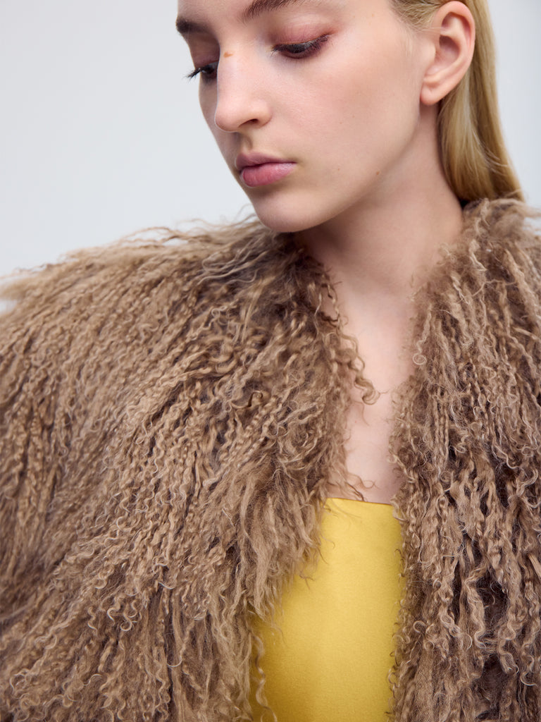Mongolian Lamb Shearling Coat in Camel – Alejandra Alonso Rojas
