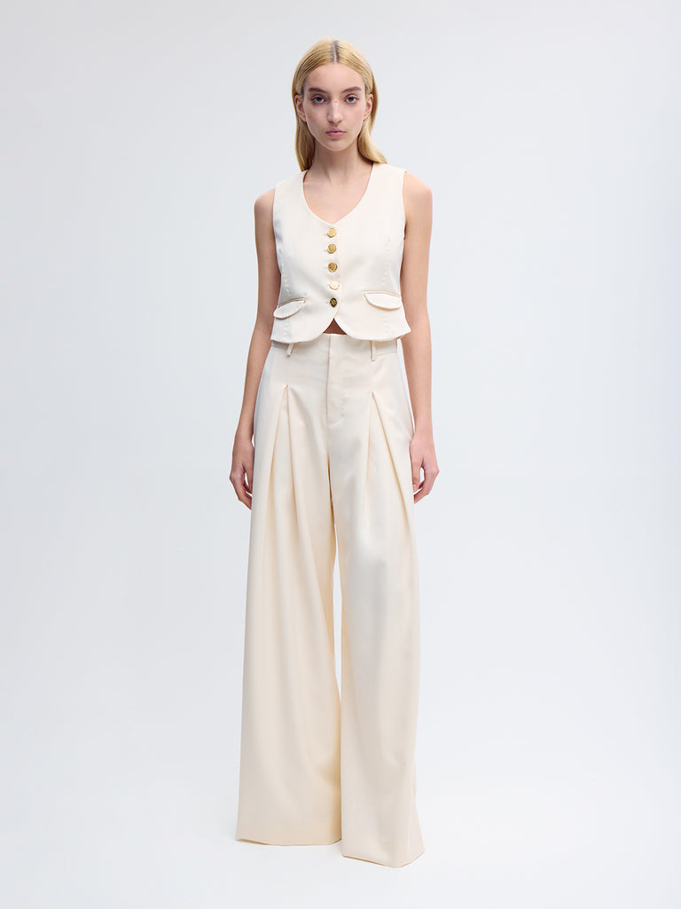 V-Neck Wool Vest In White – Alejandra Alonso Rojas