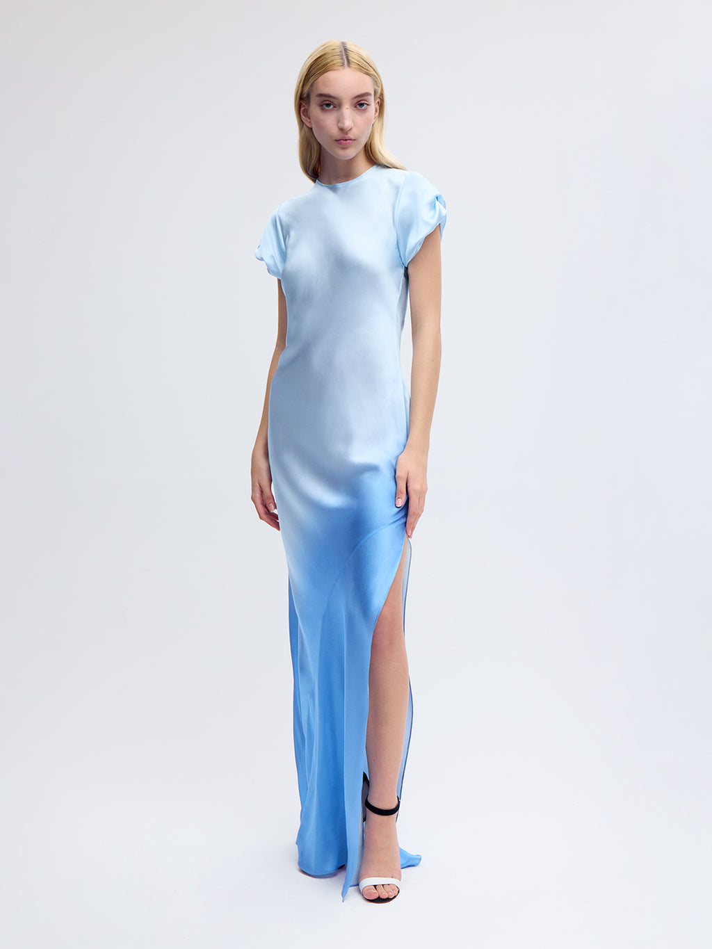 Nausheen Silk Gown in Blue Degrade