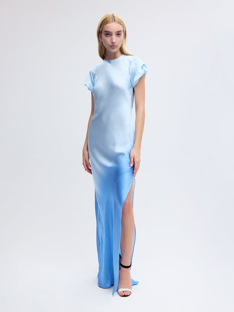 Nausheen Silk Gown in Blue Degrade