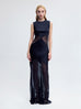 Abstract Sheer Cut-Out Gown in Black