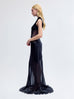 Abstract Sheer Cut-Out Gown in Black