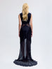 Abstract Sheer Cut-Out Gown in Black