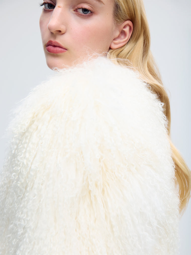 Mongolian Lamb Shearling Coat in Ecru – Alejandra Alonso Rojas