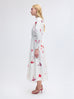 V-Neck Cotton Wrap Dress in Red Flower Print