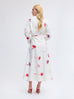 V-Neck Cotton Wrap Dress in Red Flower Print