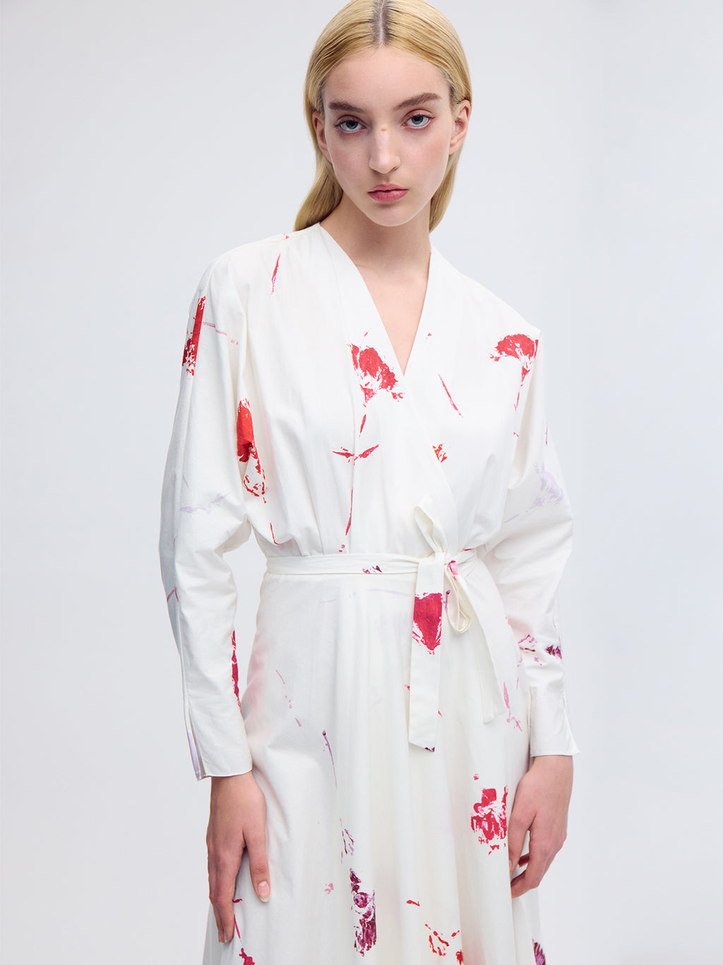 women's red wrap dress Wrap Linen dress, Short sleeve Red Linen Wrap dress, Summer Linen Midi dress, Womens dress, Long Linen dress, Handmade Linen dress 5202#
