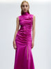 Alina Mockneck Dress in Dark Fuchsia