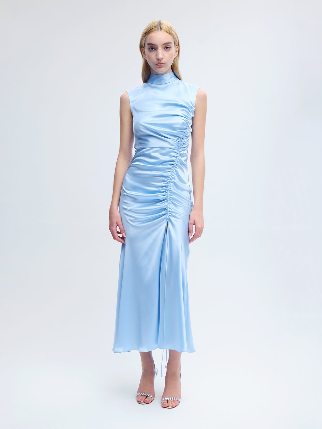 Alina Mockneck Dress in Sky Blue