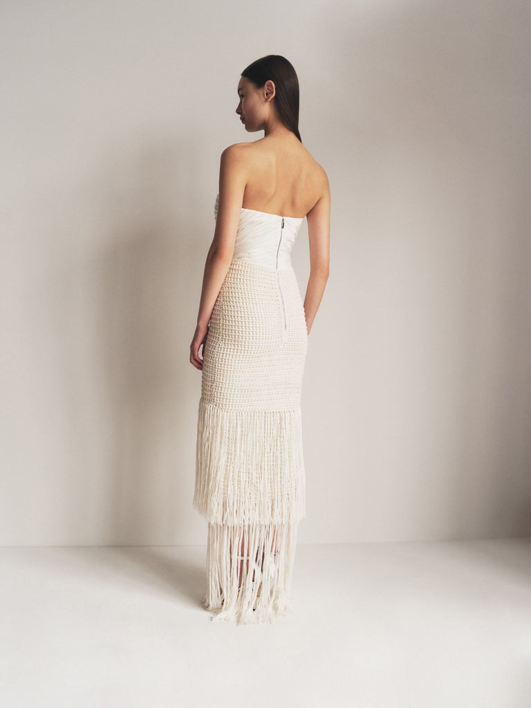 crochet bustier dress Draped Bustier Dress with Crochet
