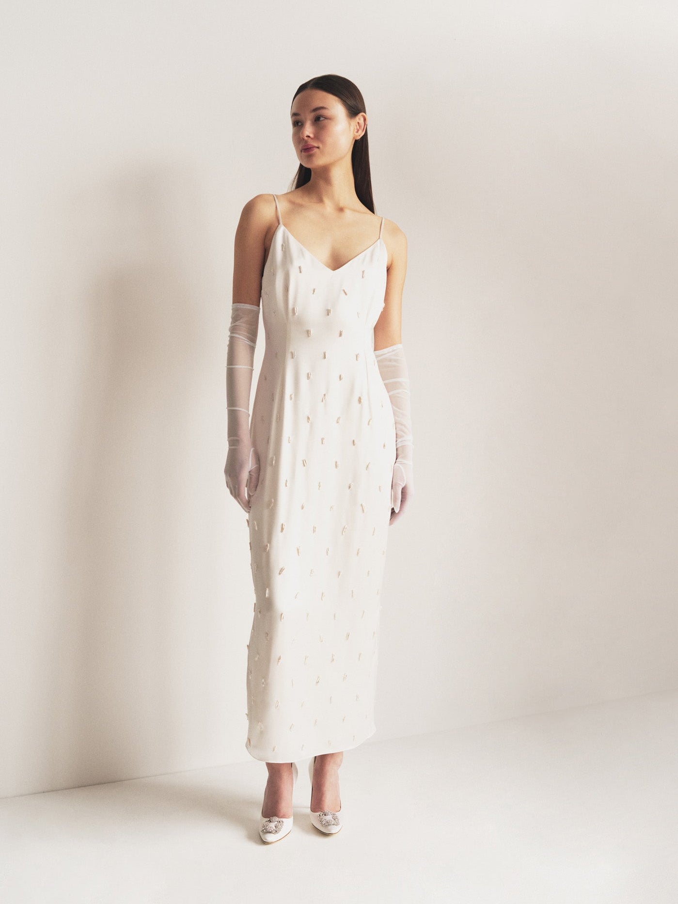 Fitted Silk Slip Dress with Pearls Alejandra Alonso Rojas Fitted Silk Slip Dress with Pearls Alejandra Alonso Rojas