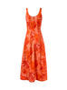 Seamed Corset Cotton Dress in Red Print