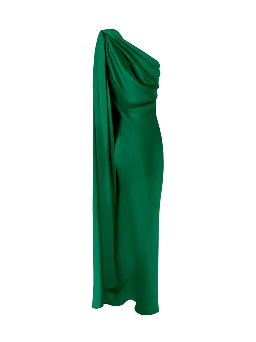 One Shoulder Shawl Dress in Kelly Green Alejandra Alonso Rojas One Shoulder Shawl Dress in Kelly Green Alejandra Alonso Rojas