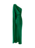 One Shoulder Shawl Dress in Kelly Green