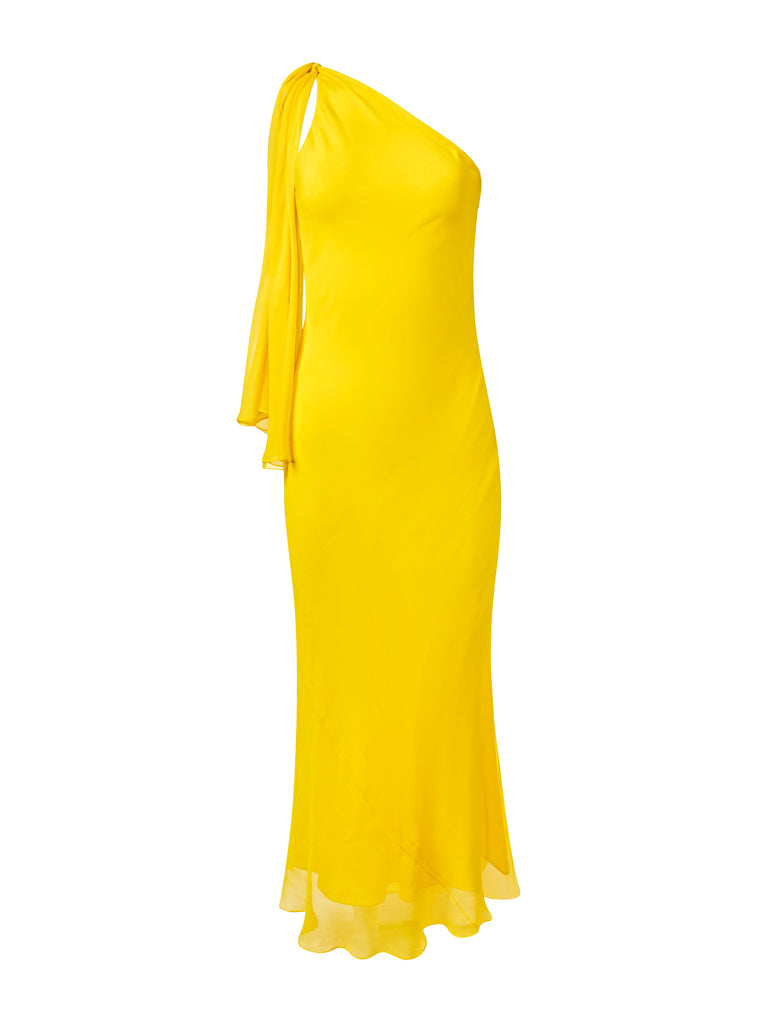 Alejandra Alonso Rojas Chiffon One Shoulder Midi In Yellow 8 Alejandra Alonso Rojas Chiffon One Shoulder Midi In Yellow 8