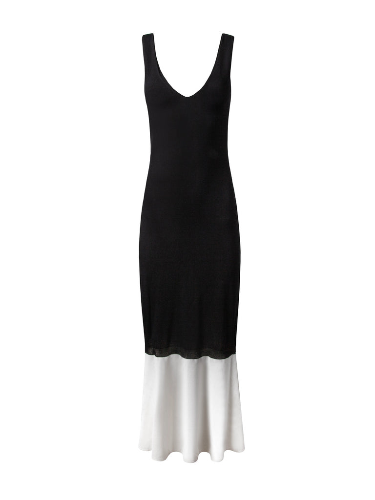 Knit Tank Dress with Ruffle Trim in Black Knit Tank Dress with Ruffle Trim in Black