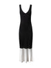 Knit Tank Dress with Ruffle Trim in Black