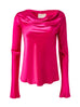 Cowl Neck Long Sleeve Top in Cherry