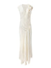 V-Neck Draped Chiffon Dress in Ivory