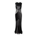 Abstract Sheer Cut-Out Gown in Black