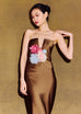 V-Neck Bustier Dress with Flowers