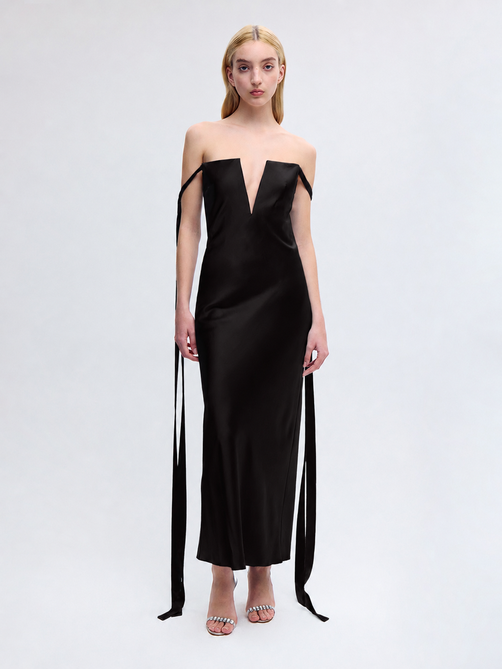 V-Neck Bustier Dress with Ties