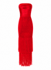 Draped Bustier Dress with Crochet Fringe