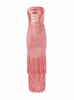 Draped Bustier Dress with Crochet Fringe