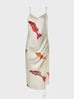 Fish Print Ruched Silk Slip Dress