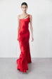 Silk Bias Gown with Coral Beading