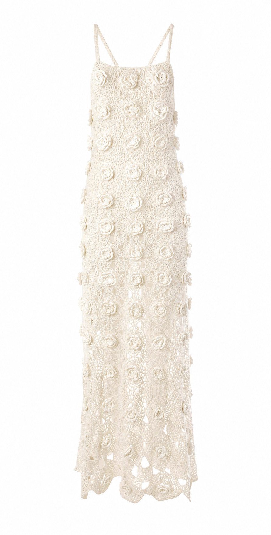 Flower Stitch Crochet Open-Back Dress