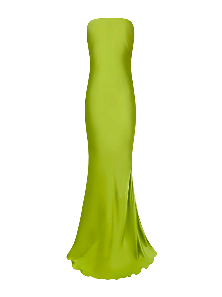 Open Back Bow Gown in Olive Green Alejandra Alonso Rojas Open Back Bow Gown in Olive Green Alejandra Alonso Rojas